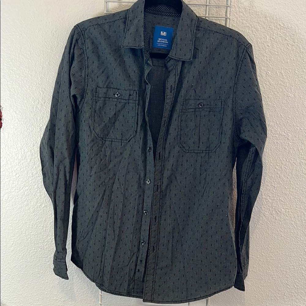 Michael Brandon Gray Casual Button Down Shirt